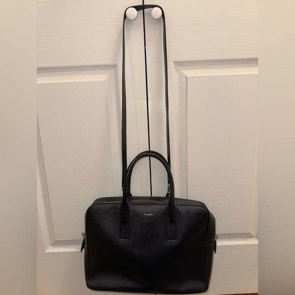 Saint Laurent black leather men’s briefcase. Wear with handle or cross body. - Picture 8 of 11
